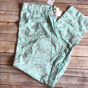 Brand new mint polar bear J.Crew flannel PJ pants